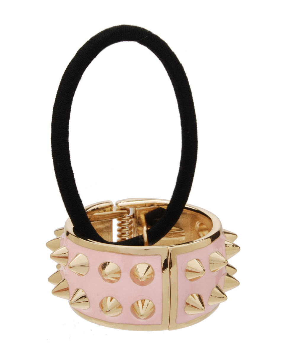 Spiked Enamel Ponytail Holder with Cuff